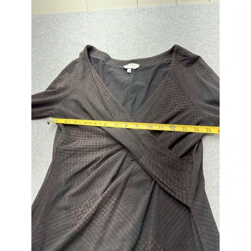 Max Mara Dress Womens‎ 44 Brown Wool Blend Wrap Sheath Long Sleeve Made Italy